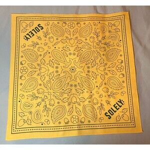 SOLELY Golden Yellow Fruit Print Bandana 21.5" Square